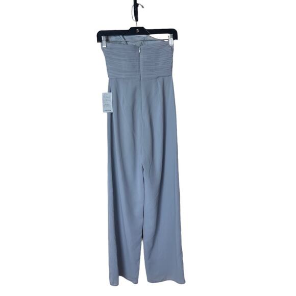 Lavish Alice Asymmetrical Pleated Bodice Chiffon Jumpsuit Gray Blue Size 2 - Picture 4 of 8